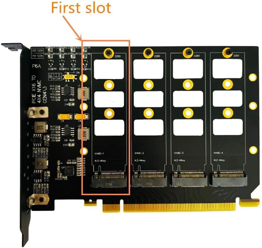 PCI-E 4.0 4x4 to M.2 4-Bays Expansion Card for M.2 NVMe Solid State Drive 2242 2260 2280 SSD PCIe X16 4.0 Gen 4 Adapter Card