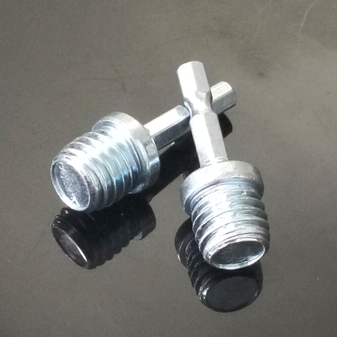 2 Pcs 5/8"-11 Male Thread to 1/4" Hex Shank Drill Adapter