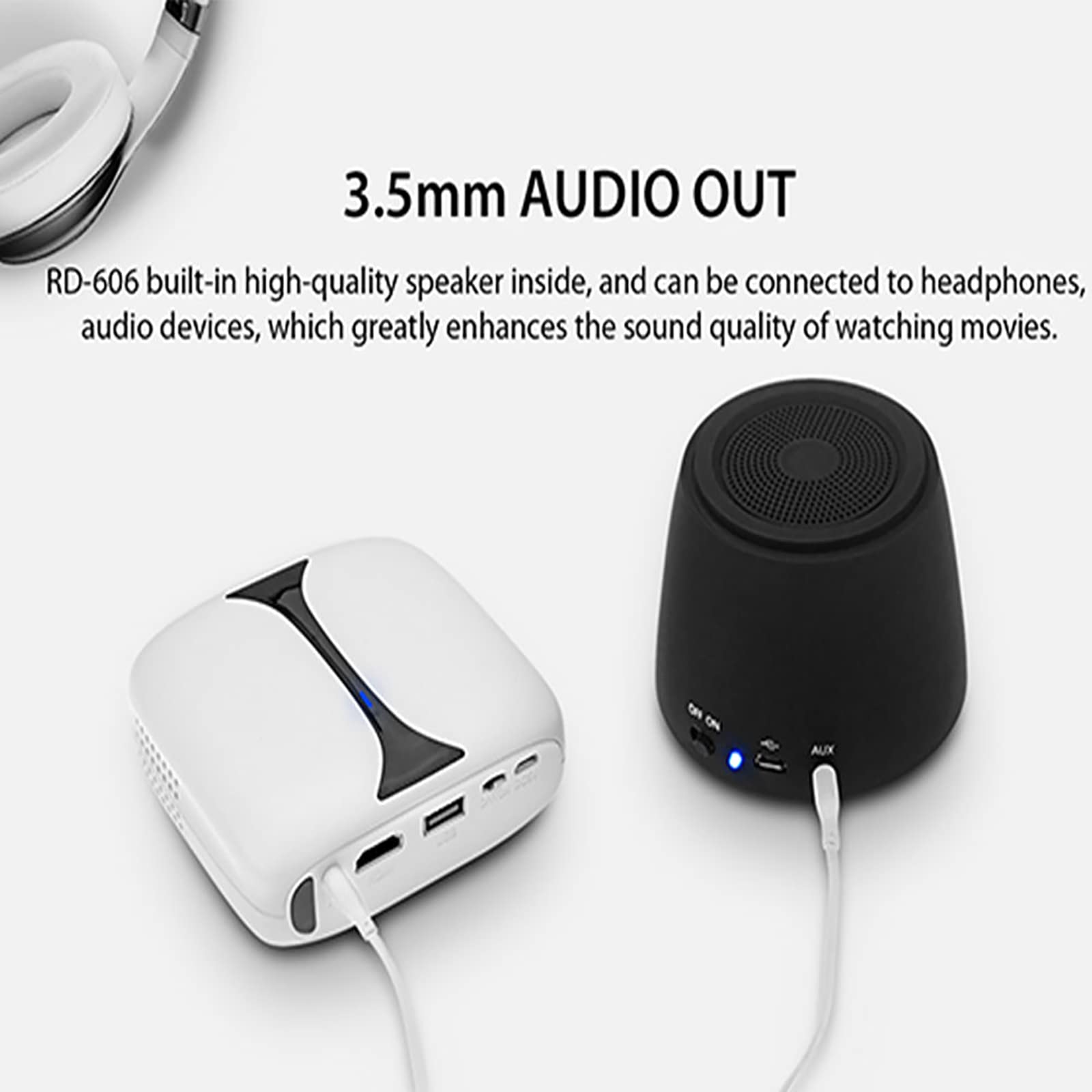 TsoLay Mini Proiettore, Proiettore Portatile Tascabile Portatile 1080P Smart WiFi con Tecnologia LED E Interfaccia USB, Correzione Trapezoidale Automatica, Altoparlante Integrato, per La Casa