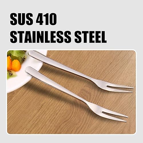 Miniatura 3 de Senzeal Tenedores de frutas de acero inoxidable de 2 puntas, mini tenedor Escargot, tenedores para aperitivos, postres, cócteles, pasteles,