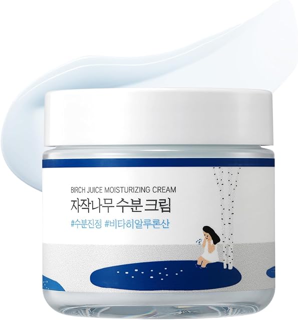 Round Lab Birch Juice Moisturizing Cream 80ml | 48-Hour Deep Hydrating Face Moisturizer, Birch Sap & Vita Hyaluronic Acid, For Acne-Prone Skin, Korean Skin Care