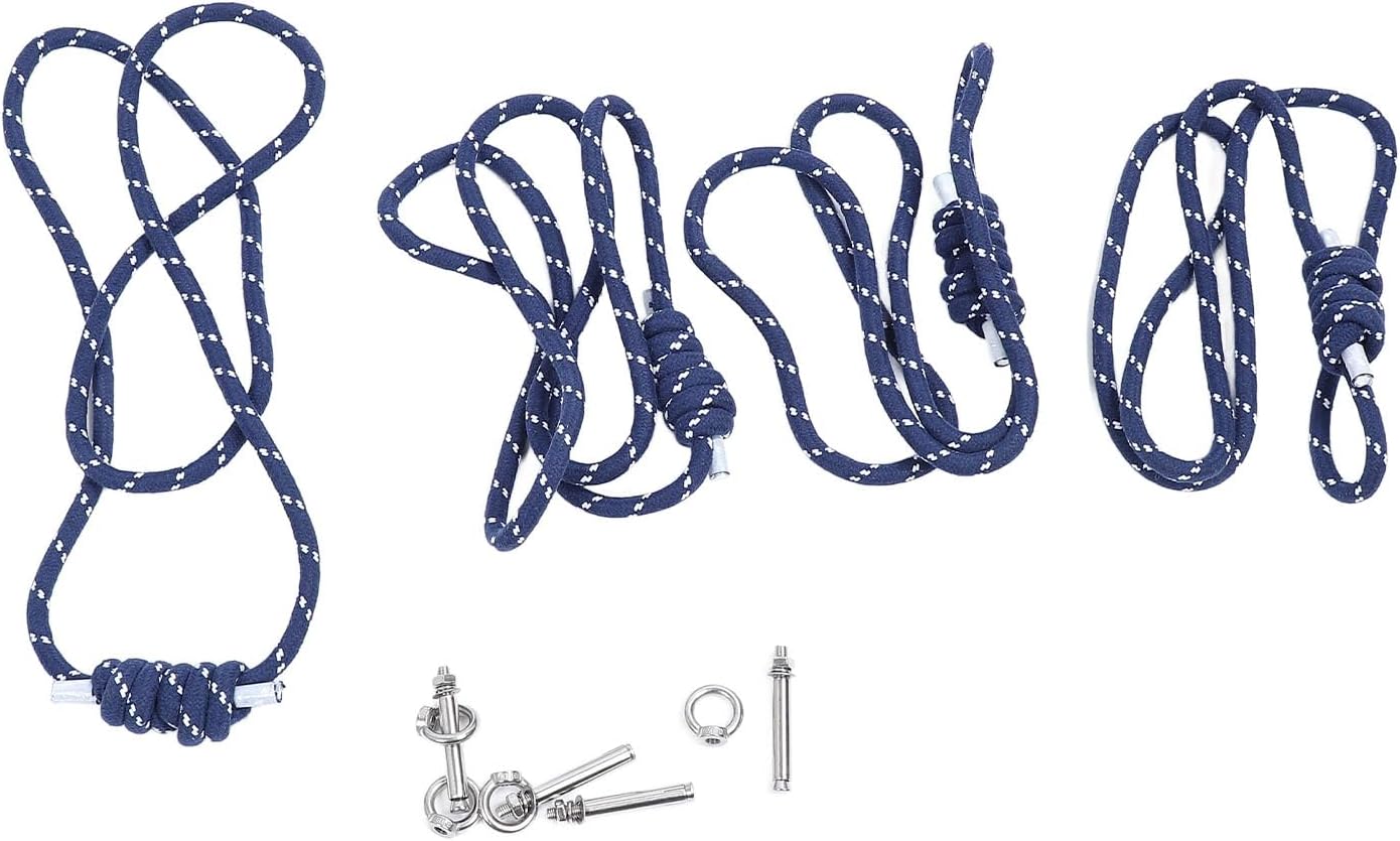 Yoga Wall Ropes, 4 PCS Gravity Inversion Training Straps with Stainless Steel Rings, Polyester Cotton Suspension Straps for Full Body Exercise and Flexibility, Dark Blue