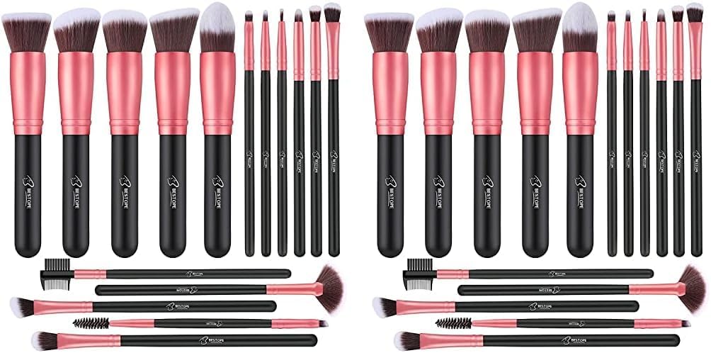 Makeup Brushes Makeup Brush Set - 16 Pcs BESTOPE PRO Premium Synthetic Foundation Concealers Eye Shadows Make Up Brush,Eyeliner Brushes(RoseGold) (Pack of 2)