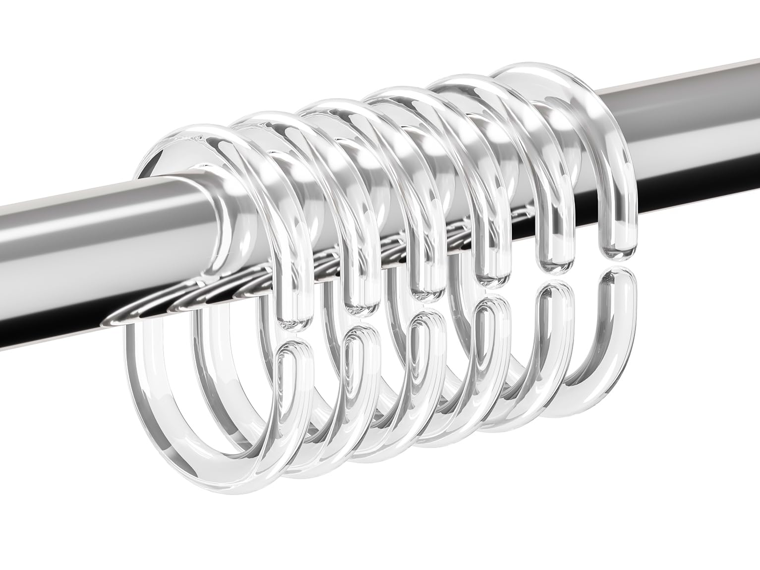 Resze 24 PCS Shower Curtain Rings, Plastic Clear Shower Curtain Hooks, C-Shaped Rings Hook Hanger Bathroom Shower Window Rod