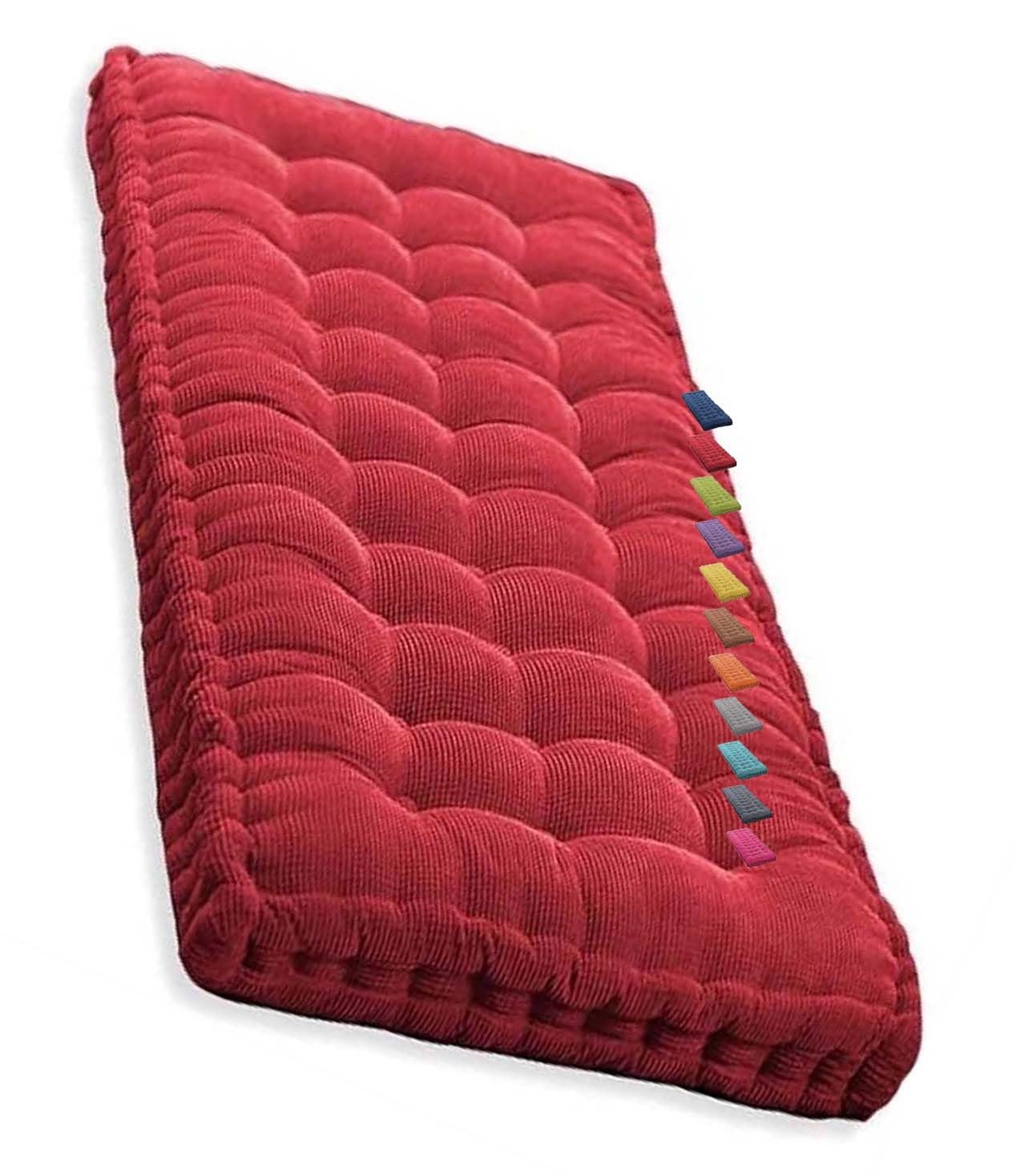 Coussin de banc sur mesure rose rouge déhoussable et lavable pour balancelle