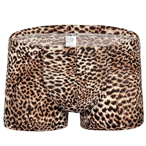 Men Boxer Briefs Underwear Leopard Low Rise Sexy Lingerie for Men Pouch Panties Trunks Shorts Clubwear Underpants