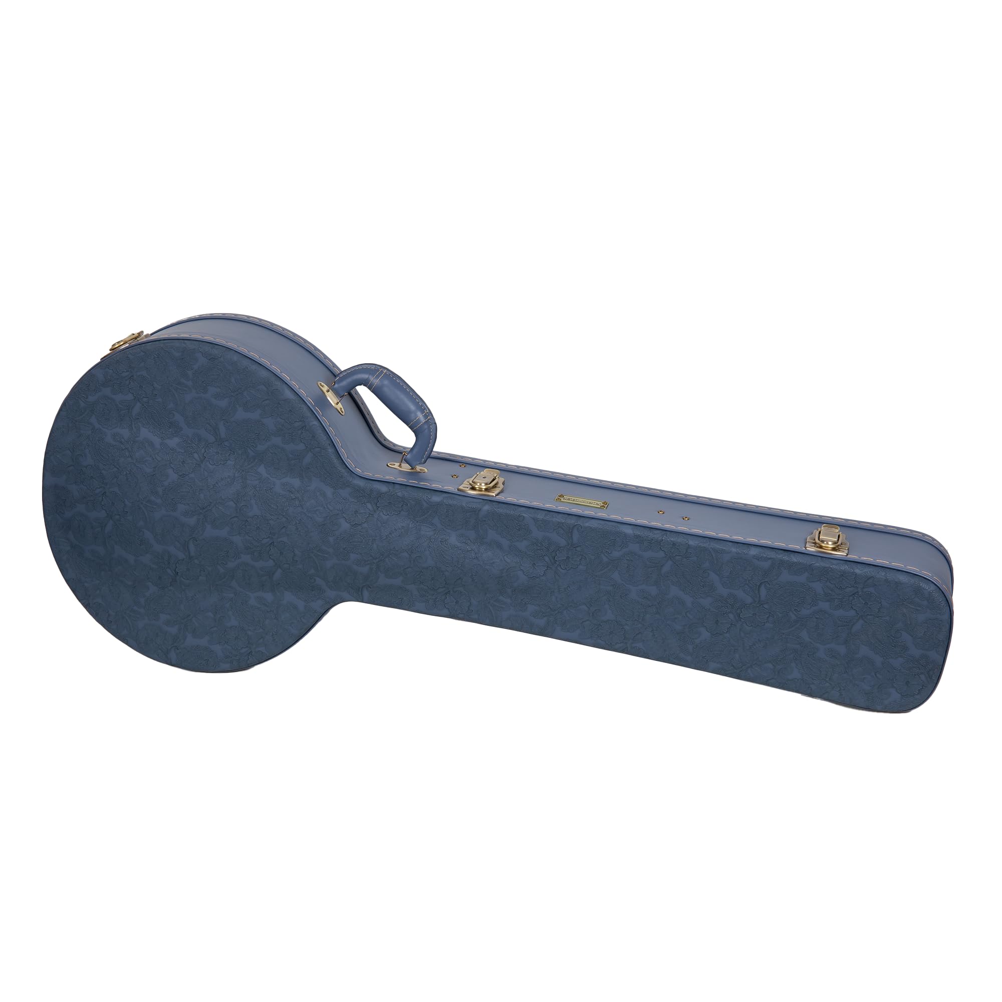 Crossrock Relief Series CRW630BJSB Étui en bois pour banjo à résonateur à 5 cordes avec surface hautement texturée, imitation polaire de vison, loquets en acier inoxydable, bleu fumé