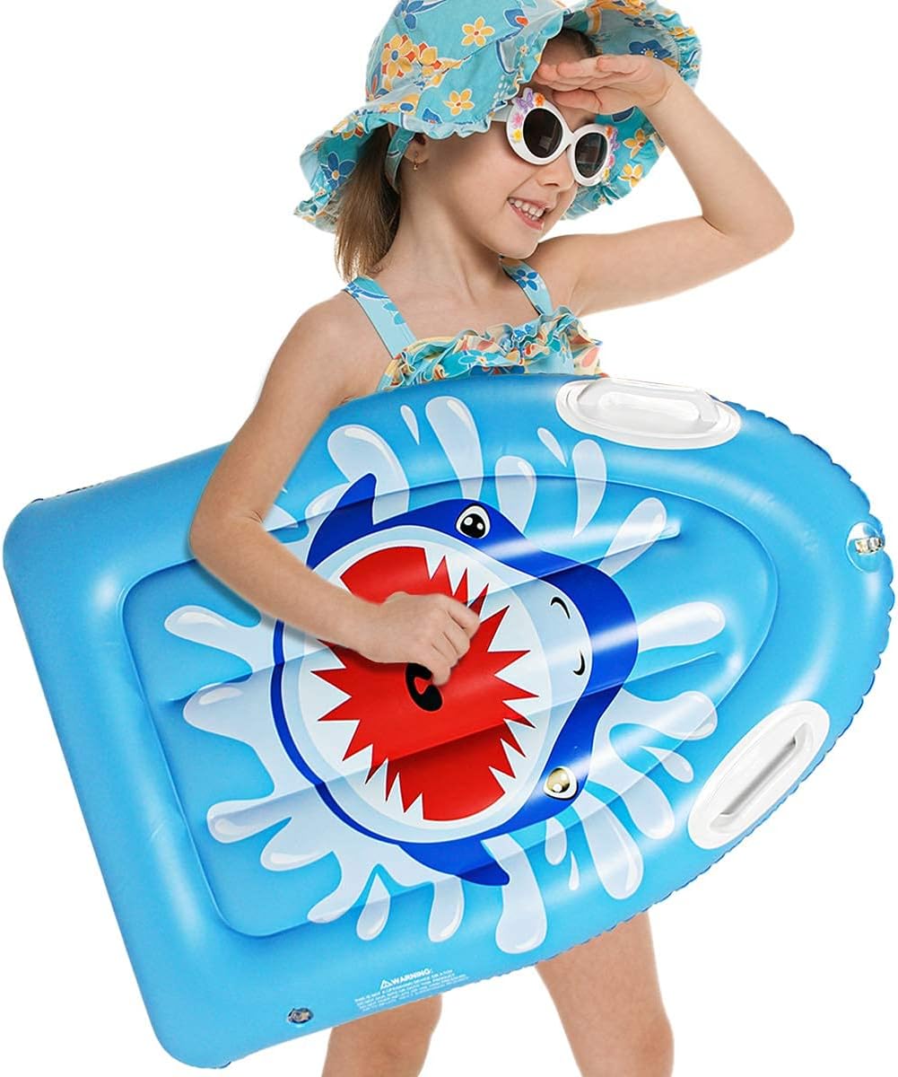 Pool Float for Kids ,Kids Pool raft,Inflatable Surfboard for Kids with Two Handles and Rope Buckle, Lightweight Swimming Floating Surfboard Aid Mat Learn to Swim, 6 Ages+