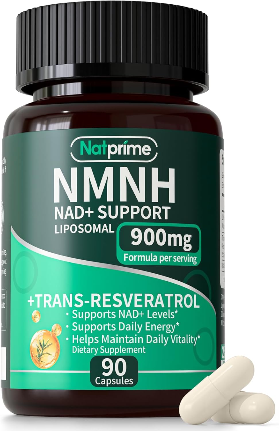 NMNH Supplement – Liposomal NAD+ Resveratrol – Dihydronicotinamide Mononucleotide for Cellular Health, Anti Aging, Energy, Daily Vitality - 900mg 90 Capsules 45 Day – Advanced NAD Supplement