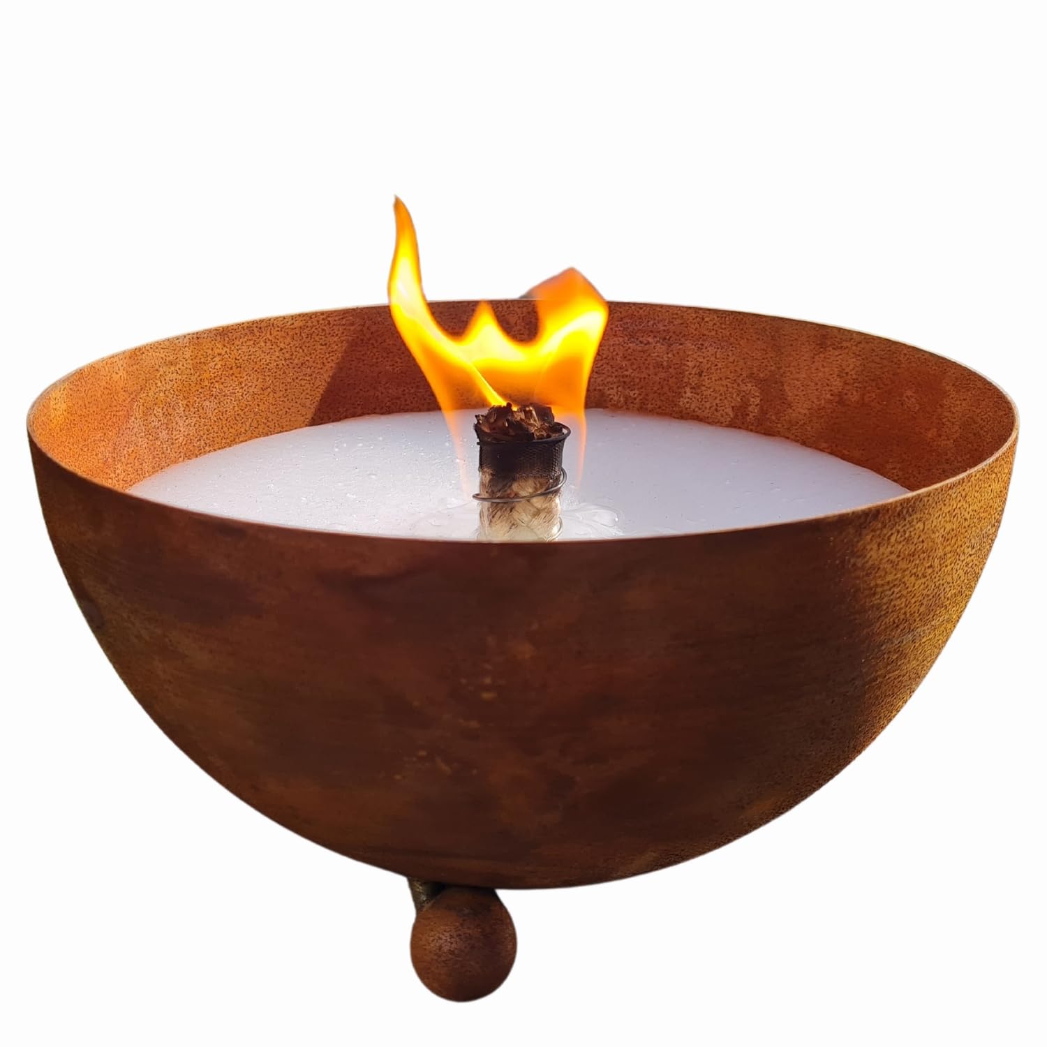 Schwabenfire Outdoorkerze mit Dauerdocht in Edelrost Metallschale kerzendeko geburtstagsgeschenk für frauen große outdoor kerzen wiederverwendbar kerzen für draußen Garten Kerze RegioLust