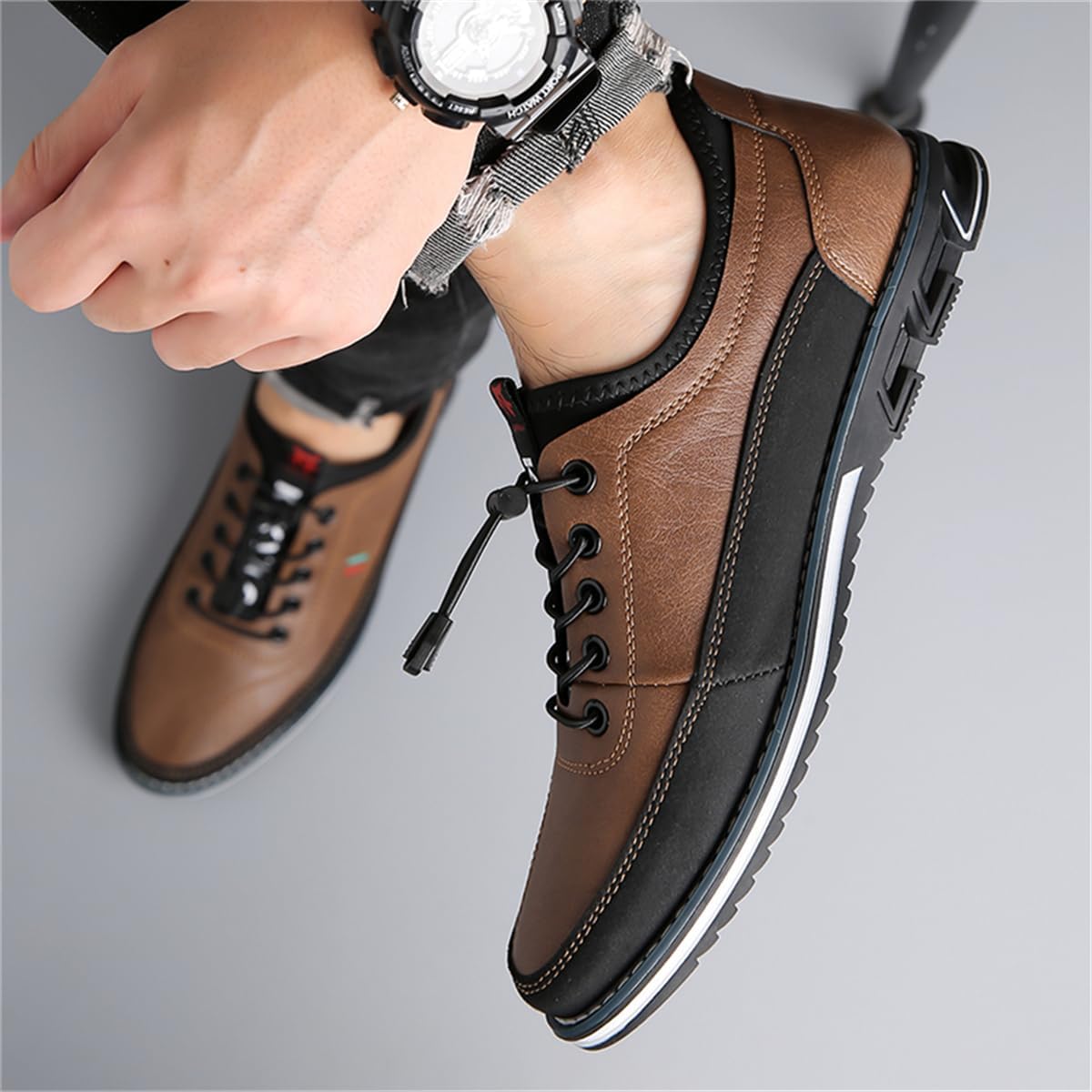 Zapatos Oxford para hombre, de piel sintética, informales, de vestir, ligeros, planos, sin cordones, para negocios, formal, con cordones, para conducir, caminar, mocasín