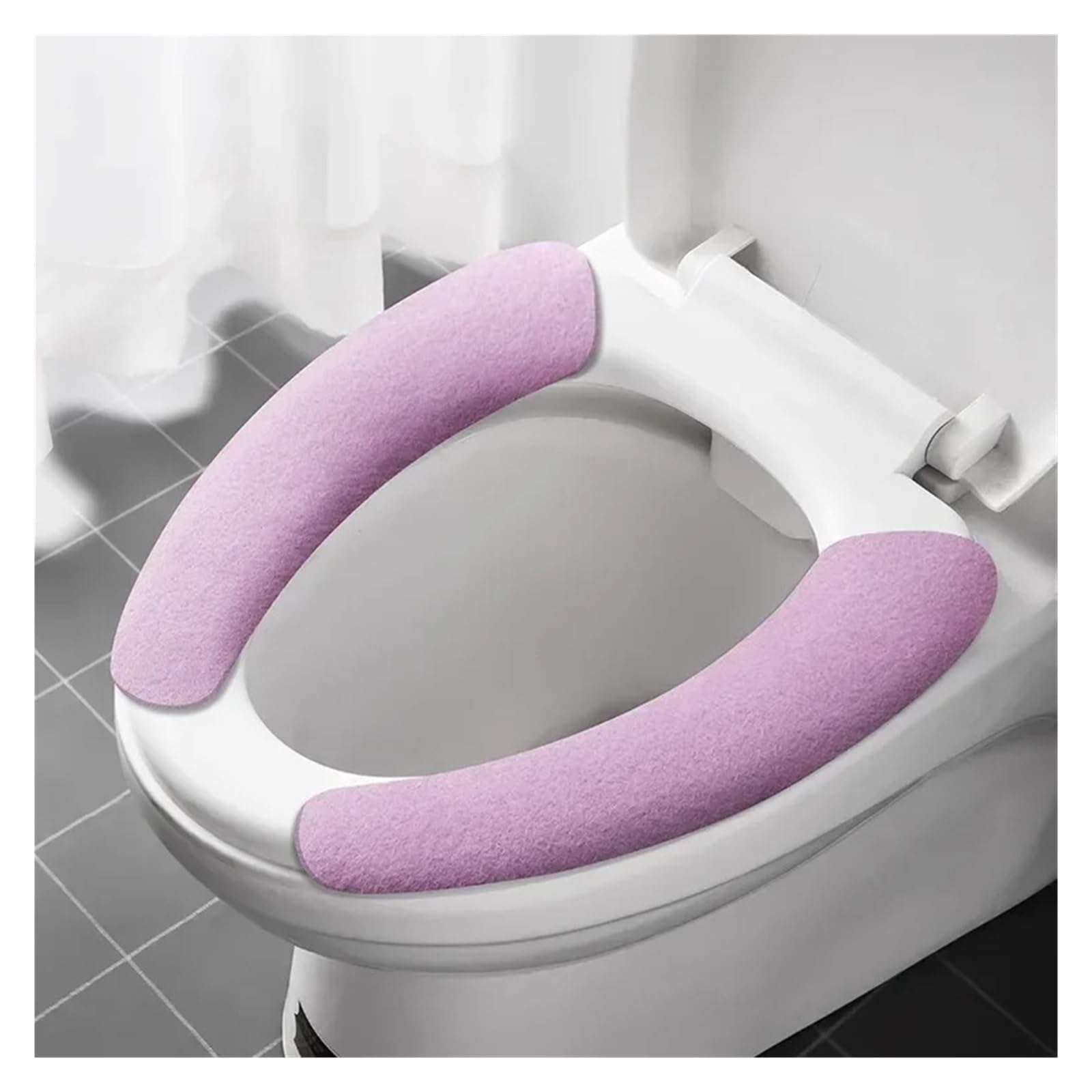 MZSKLW Padded Toilet Seat 2Pair Reusable Warm Flannel Toilet Sticker Seat Covers Washable Filling Bathroom Mat Cover Universal(Routine-purple)