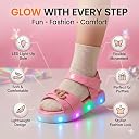 ANGEL STEP Girls LED Light-Up Sneakers, Party Shoes with Bow and Butterfly Charm, Flashing Lights, Soft Sole, for Dance, Birthday Celebrations, Casual Wear (Pink, UK Footwear Size System, Toddler, Women, Age Range, Medium, 3 Years, 3.5 Years) gallery image