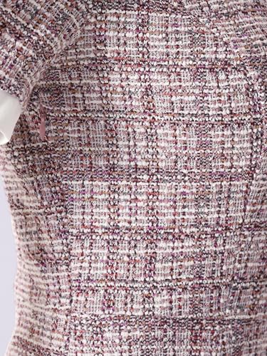 Image of Allegra K Peter Pan Collar Dresses for Women's Plaid Puff Short Sleeve Mini Tweed Dress