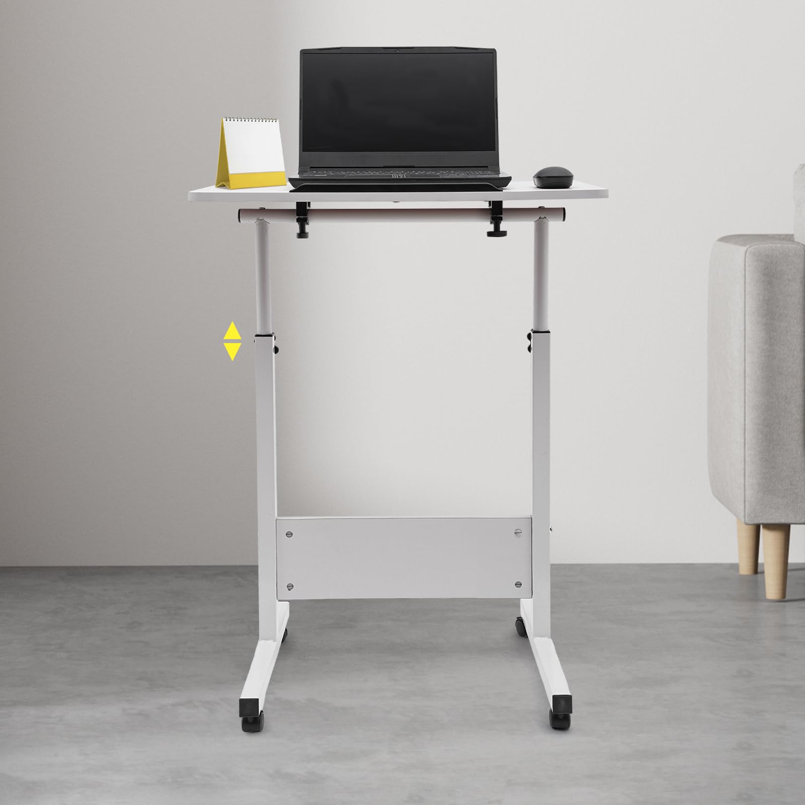 Rolling Computer Stand with Adjtable Height Computer Cart Portable Laptop Desk Adjtable Height Standing Desk Mobile Podium White — view 5