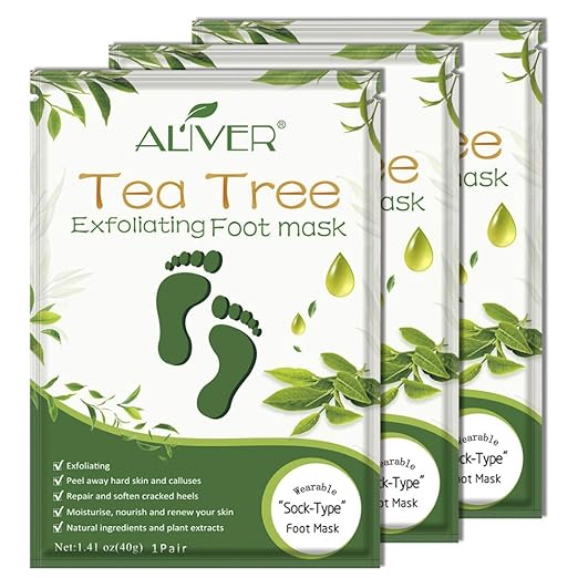 Foot Peel Mask 3 Pack, Exfoliator Peel Off Calluses Dead Skin Callus Remover,Soft Smooth Touch Feet-Men Women (Tea Tree)