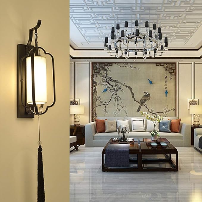 KUYT KUYT Sconce Pryulth Chinese Wandlamp Tv Achtergrond Wand Woonkamer Net Rode Slaapkamer Bedide Lamp Zen Retro Gangpad Chinese Stijllampen Van Toepassing Op Verschillende Scènes Uit De Charme Van De Oos photo 2