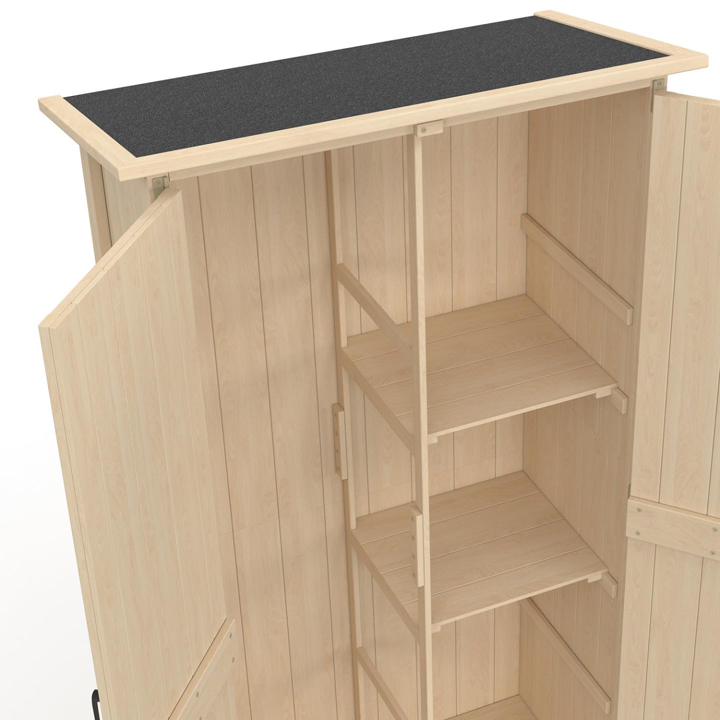 IDMarket - Armadio da Giardino in Legno 90 x 50 x 160 cm con Tetto Inclinato, Doppia Anta e Ripiani