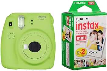 Fujifilm Instax Mini 9 Camera, Lime Green - With Fujifilm instax mini Instant Daylight Film Twin Pack, 20 Exposures