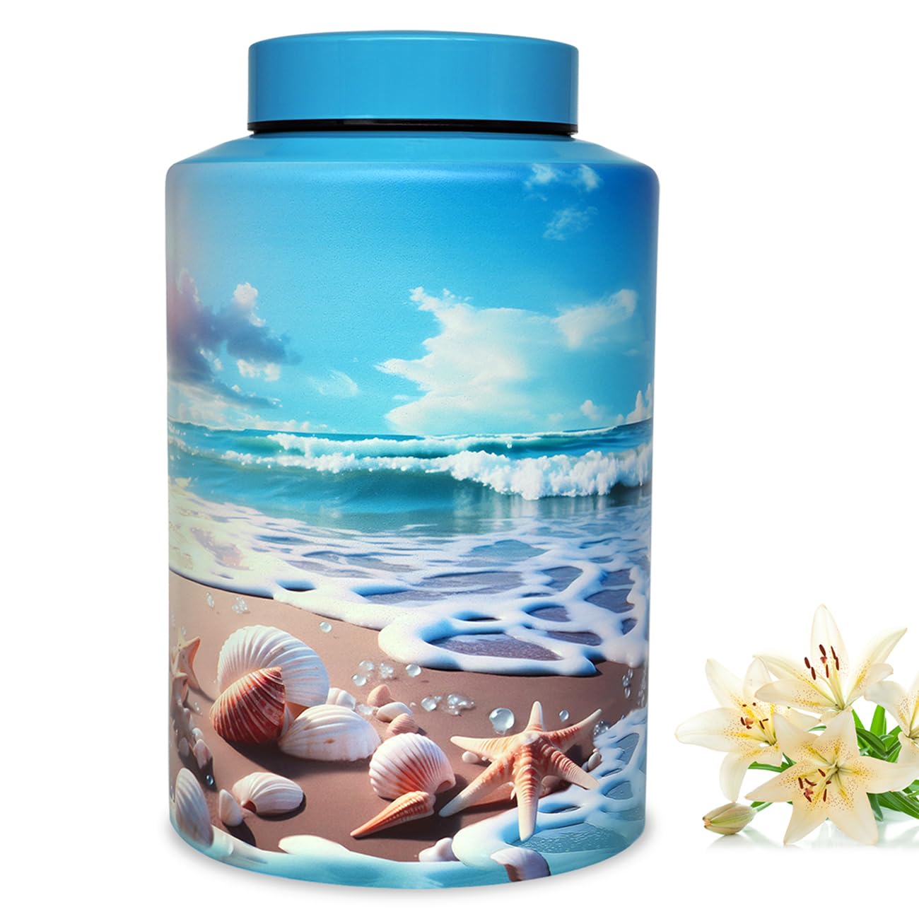 YYRaccoon Large Cremation Urns for Adult Human Ashes, Ocean Heaven Pattern