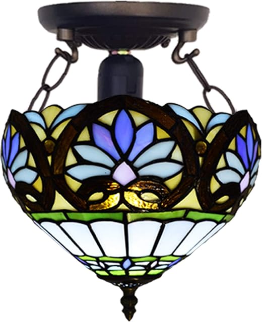 CASPERi Tiffany Style Ceiling Light Handcrafted Gift Art Uplighters Stained Glass Lamps