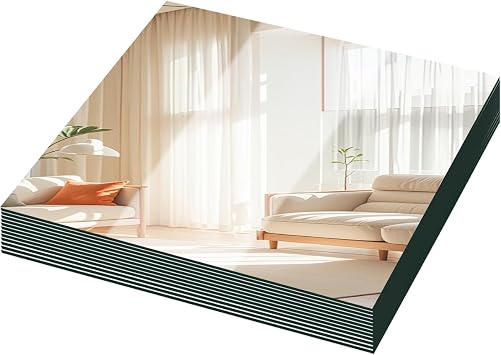 14 Pack Square Mirrors for Centerpieces 10" Acrylic Mirror Tray Wall Mounted Mirror Tiles Bulk Mirror for Candle Plate Wedding Christmas Table Centerpieces, Wall Decor, Crafts