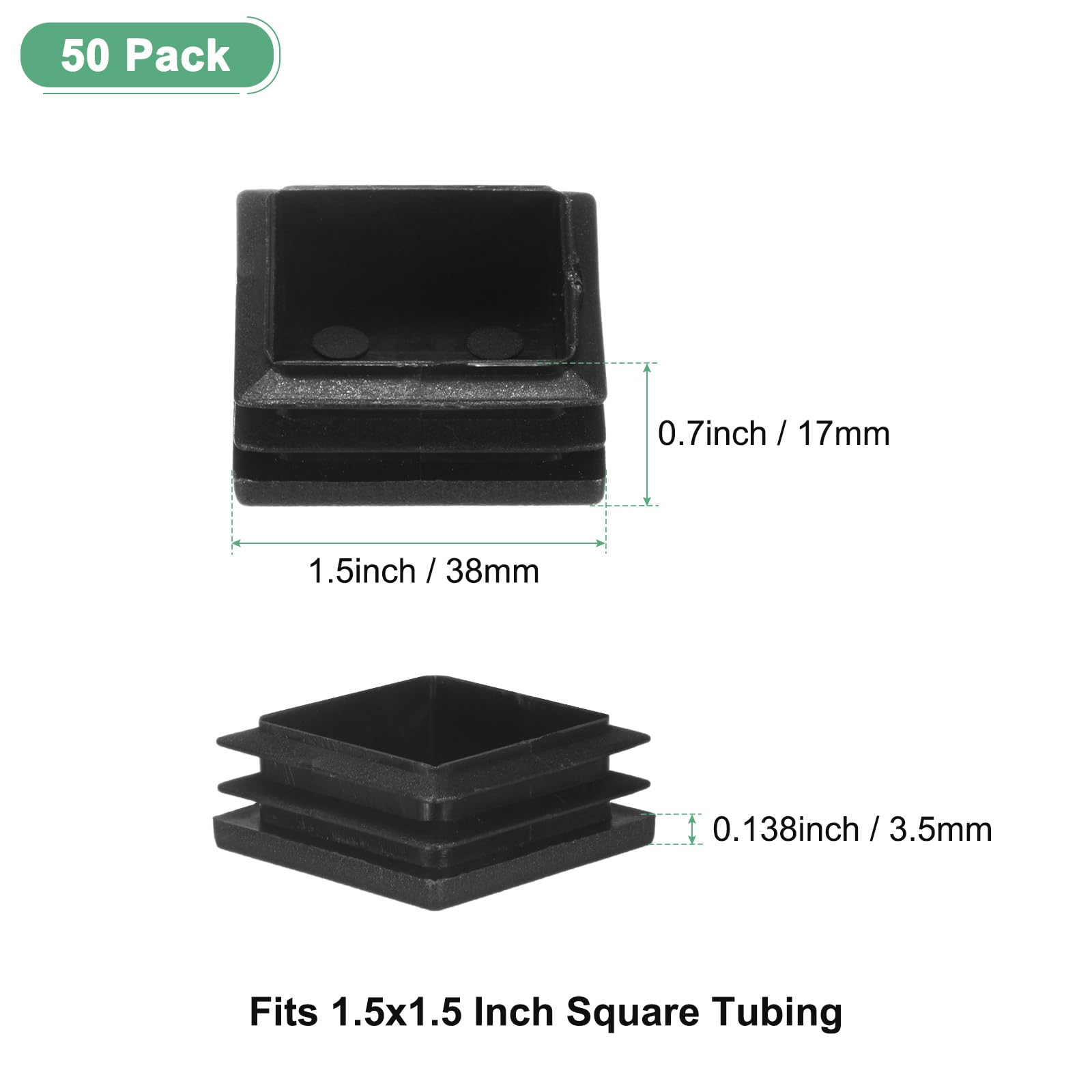 M METERXITY 50-Pack Square Tubing End Caps - Image 3