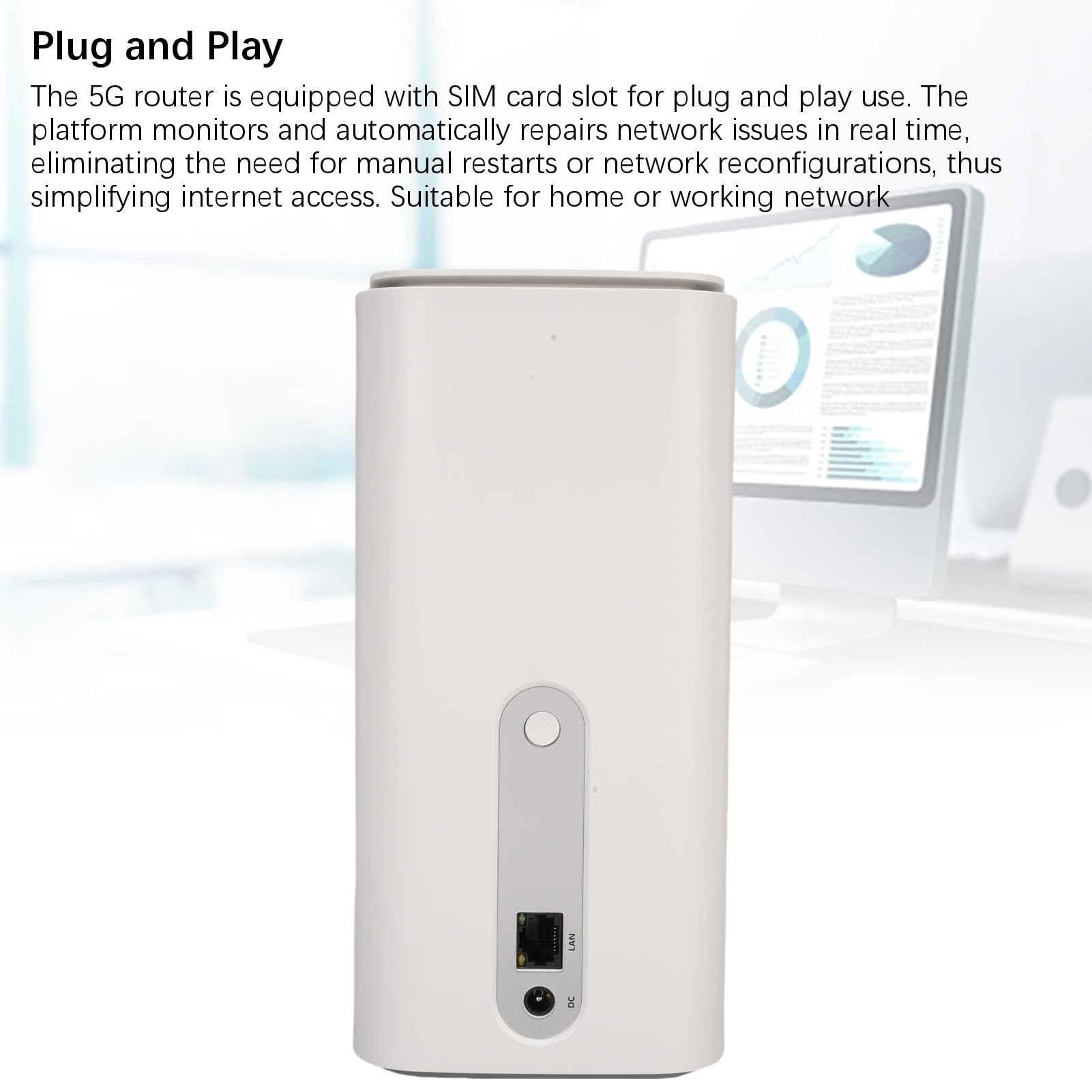 VBESTLIFE Router CPE 5G con Slot per Schede SIM, Modem Router WiFi 6 5G Ad Alta velocità da 4,67 Gpbs per Home Office Indoor, Fino a 50 Utenti (Spina europea)