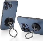 Aceyoon Support de sonnerie de téléphone cellulaire, paquet de 2 360° Rotation Polisé Téléphone Poignée Support Doigt Anneau Kickstand pour iPhone 17 16 15 14 13 12 Pro Max, Galaxy S25 S24, Smartphones 4''-8'' (Noir)