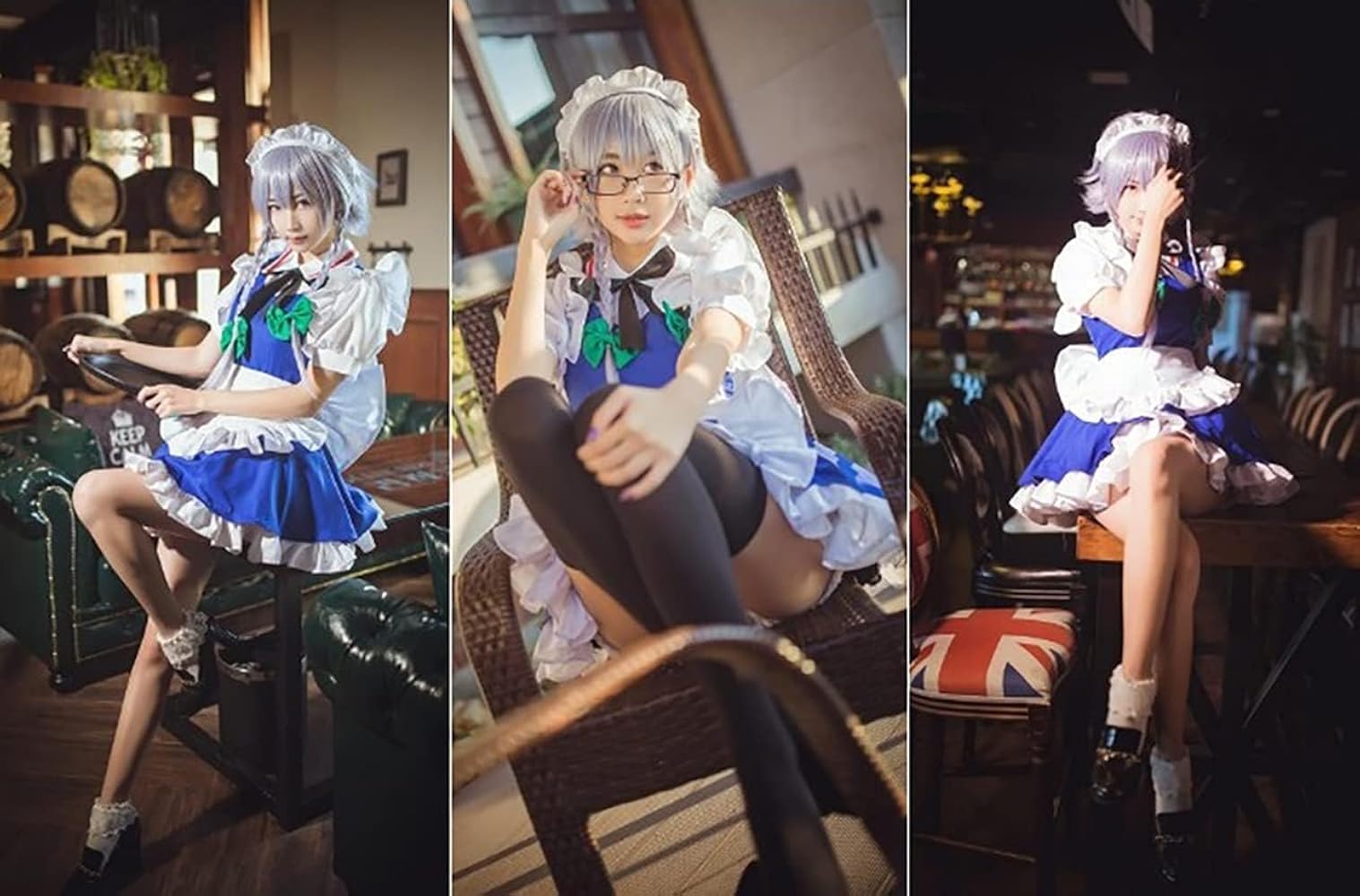 十六夜咲夜 コスプレ フルセット ウィッグ付き Amazon.co.jp: ウィッグ付き 十六夜咲夜 コスプレ 衣装 (XS