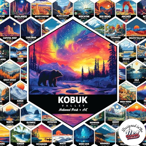 National Park Water Bottle Stickers - All 63 Parks 1.5 inch Vinyl Waterproof Fade-Resistant Decals for Water Bottles Laptops Journals Gear for Travelers Students and Outdoor Enthusiasts