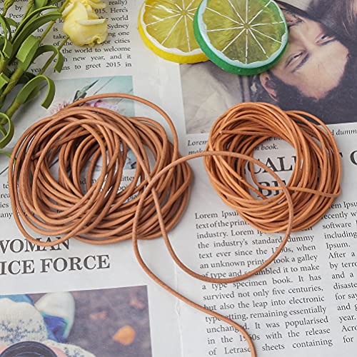 10 Yards 1.5/2Mm Round Cowhide Genuine Leather Cord, Leather String Strip Cord Braiding String Tan For Jewelry Making, Leather Shoe Lace, Arts Crafts #TOP1