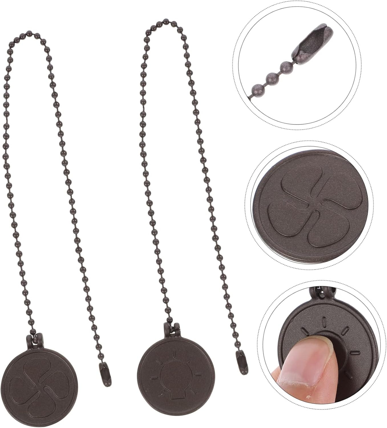 Luxshiny 2pcs Ceiling Fan Pull Chain Decorative Metal Light Pull Chain Extension for Easy Access to Ceiling Fans and Lights Chic Orb Design for Bedroom and Living Room Decor
