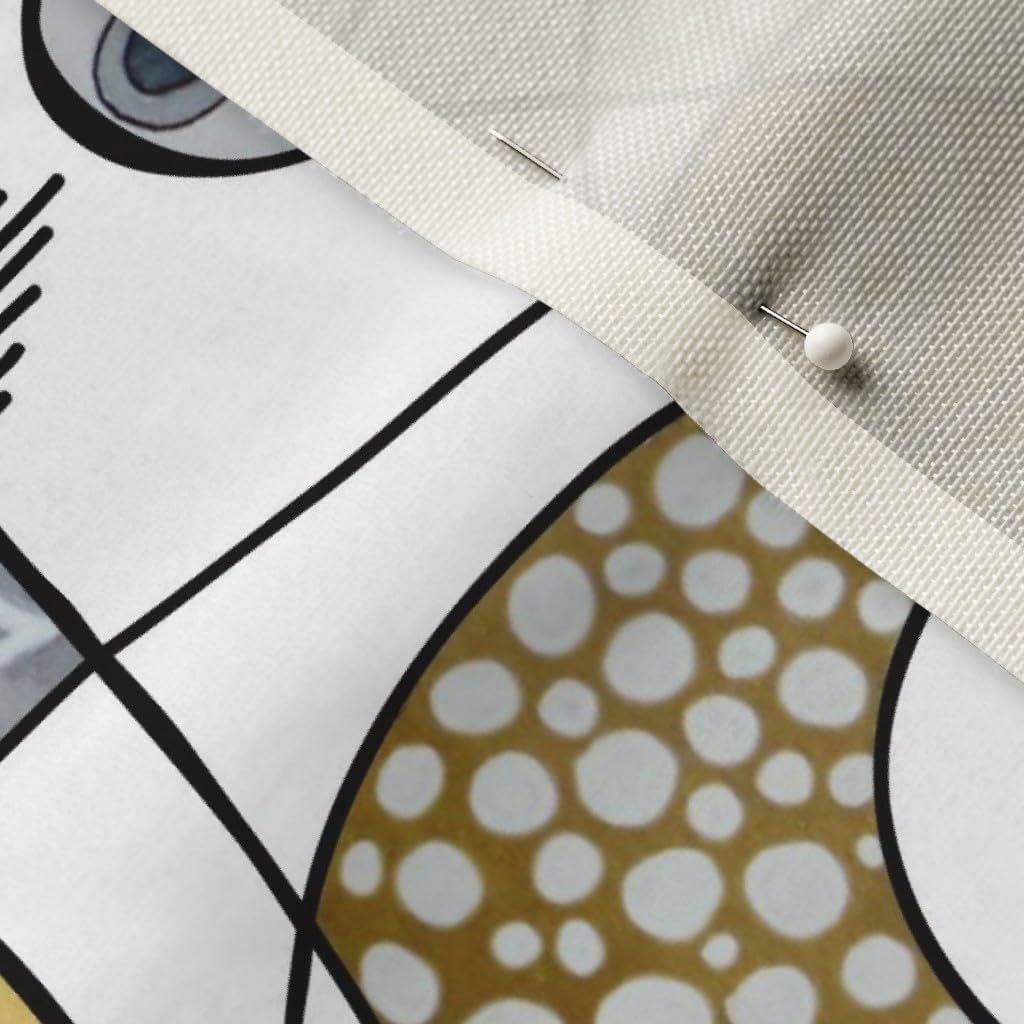 Spoonflower Fabric - Line Grey Yellow Large Black White Leaves Circles Dots Printed on Upholstery Velvet Fabric Fat Quarter - Upholstery Home Decor Bottomweight Apparel