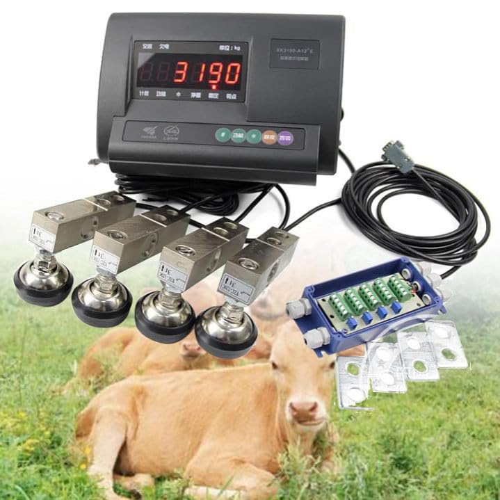 Kit de balance de bétail de 6 600 lb pour animaux, bovins, chèvres, porcs, chevaux, moutons – Kit de sol avec cellule de charge à compression de poutre en acier avec