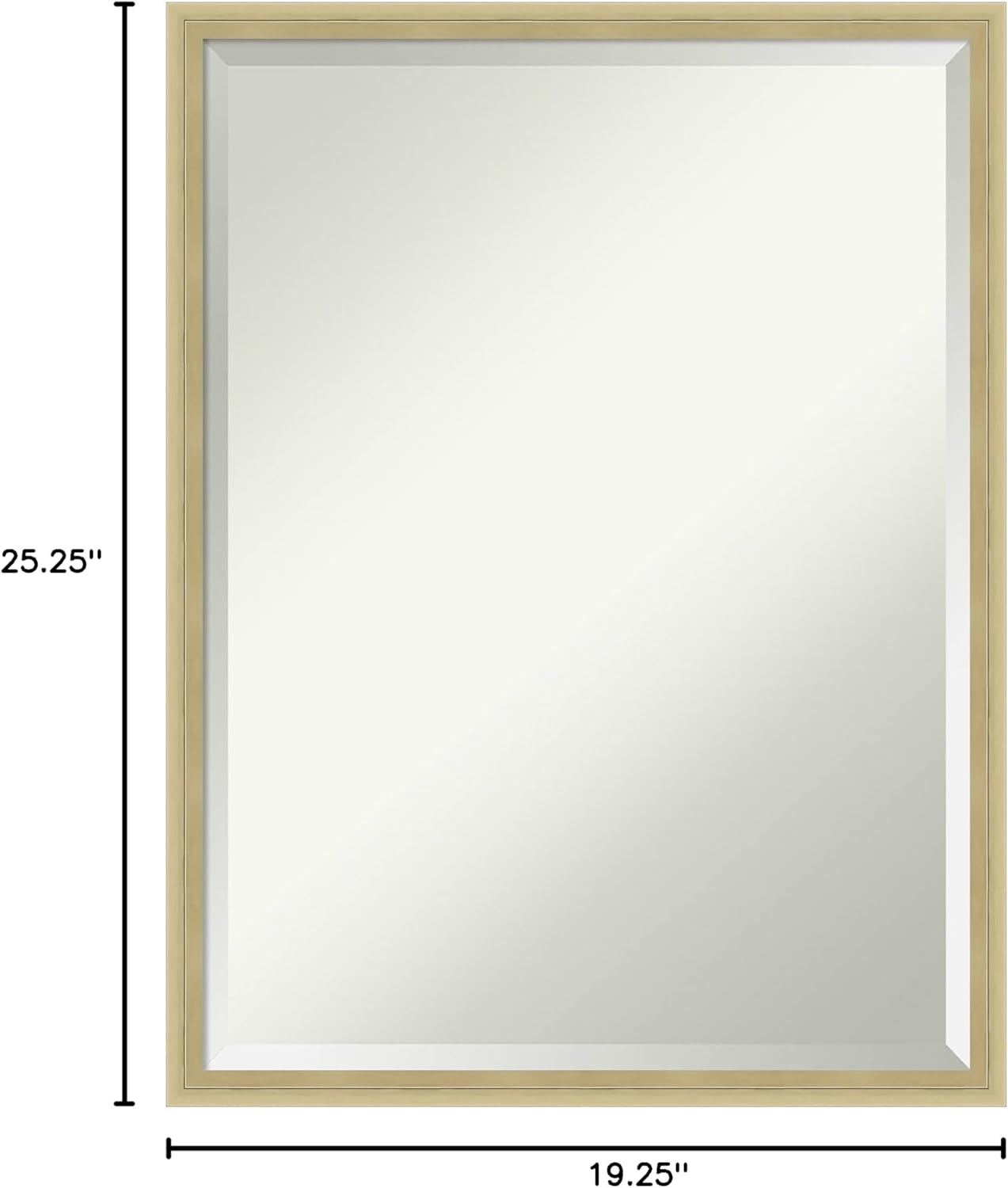 Amanti Art Gold Wall Mirror 25x19 Lucie Champagne Rectangle Bathroom Mirror for Wall Decor Living Room, Medium Modern Wood Frame, Hangs Horizonally and Vertically, Bathroom Decor, Beveled Edge