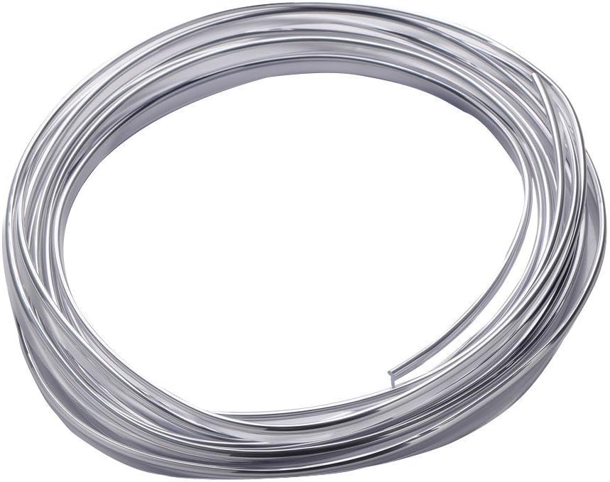 Car Stripes Chrome Trim Strips 16ft 3D DIY Dash Trim Molding Interior Exterior Decorative Gap Filler Car Mount (5 Meters, Silver)