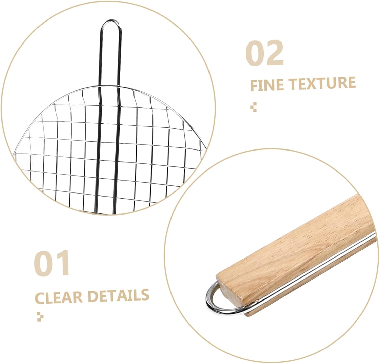 Stainless Steel Round Grill Basket Handle for Bbq Cooking Portable Roasting Rack for Fish Meat and Seafood for Outdoor Grilling and Camping