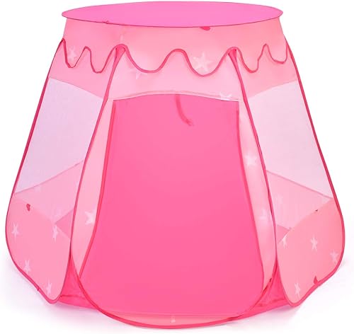 Miniatura 9 de Costzon Tienda de campaña desplegable de princesa con 100 bolas incluidas, tienda de campaña plegable portátil para niños con bolsa de transporte,