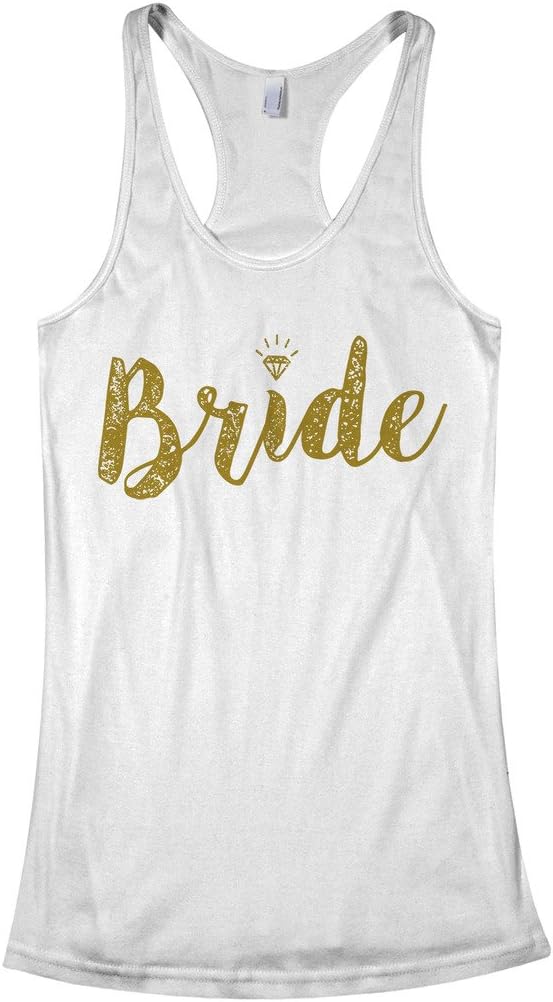Threadrock Women's Bride Gold Script Racerback Tank Top