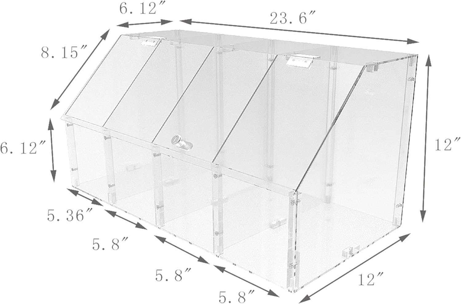 FixtureDisplays Returned Item! Clear Acrylic Candy Bin Partitioned Dry Food Display Spices Container Retail Donut Cookie Bin Ships Knock Down 4 Tier Shelf Display RTN100826-NEW-NPF