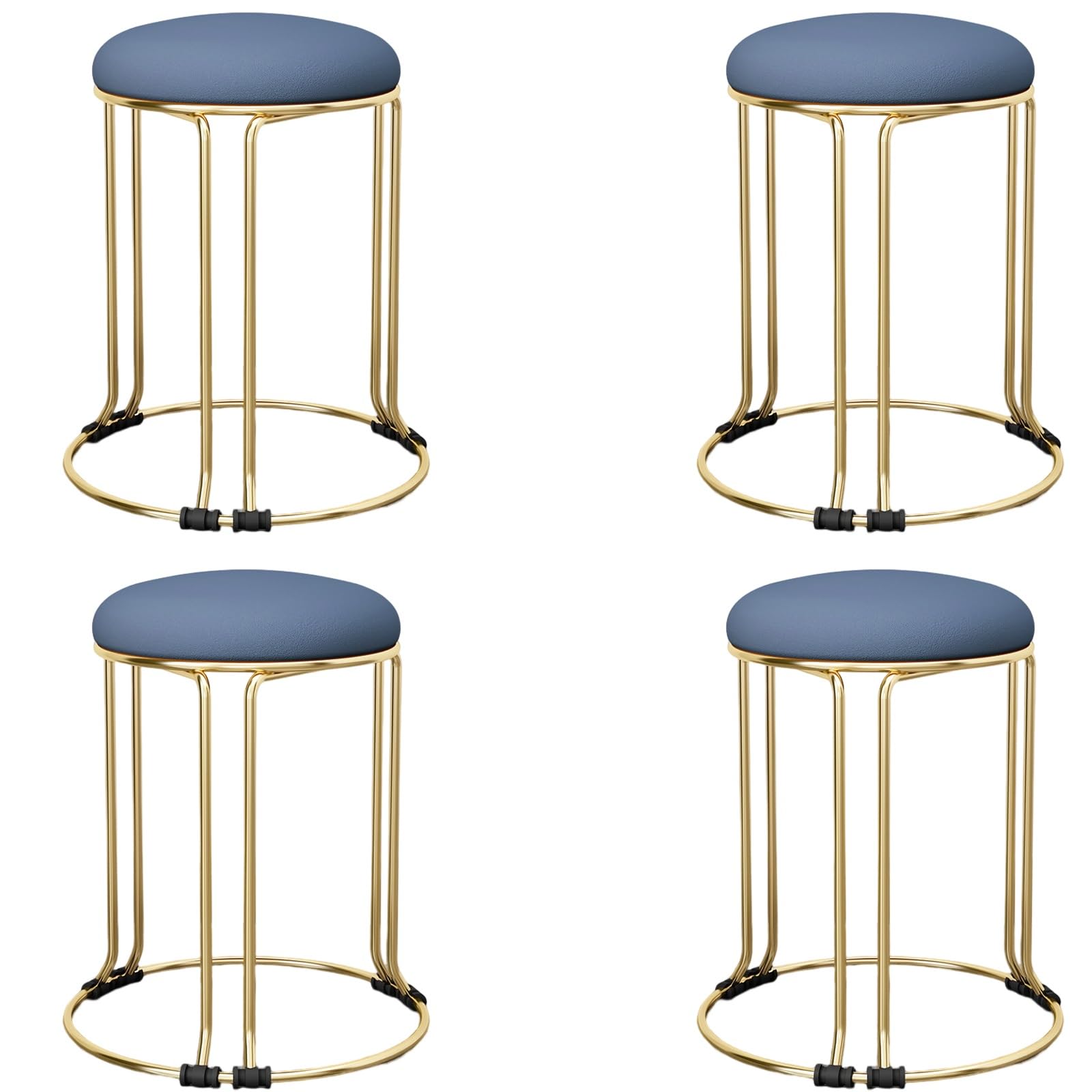 Tabourets de bar ronds en métal dorés chaises de luxe rembourrées