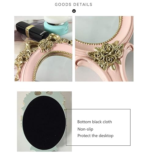 Miniatura 5 de KABAKE Espejo de mano vintage, espejo de maquillaje de oro rosa, espejo de mano compacto de viaje, regalo para mamá, esposa, novia