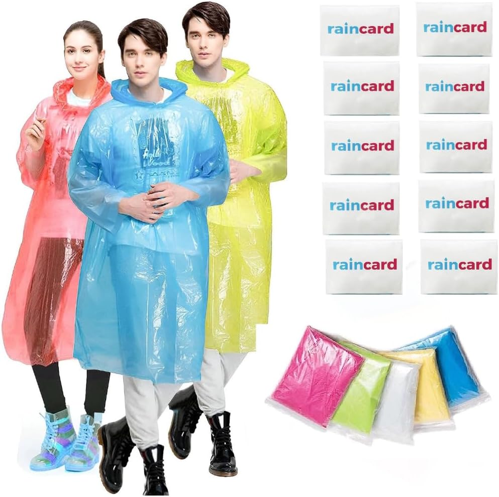 kaqer Rainwear Poncho Disposable Pocket Size Raincoat For Men And Women For Rainy Season Random Colours