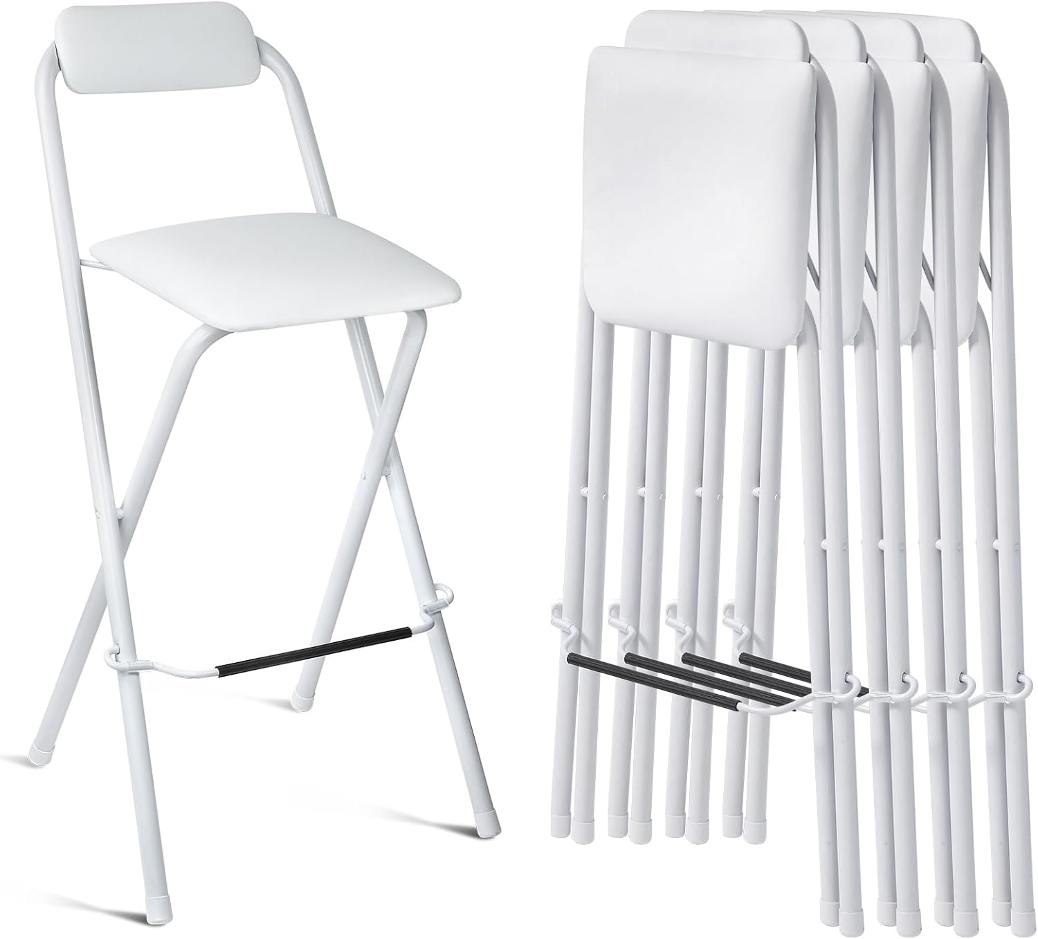 Amazon.com: 4 Pack Folding Bar Stool with Backrest, 27.5 Inch Padded ...