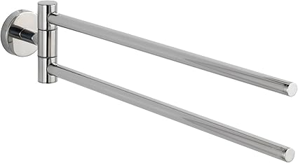 WENKO Toallero Bosio Shine - 2 brazos flexibles, Acero inoxidable, 5.5 x 9 x 43 cm, Brillante