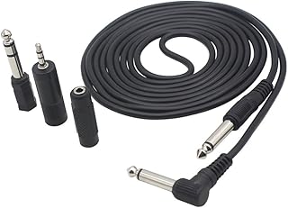 Jethrora Cabo de áudio de guitarra de instrumento 3M/10 pés 1/4 de polegada 6,35 mm Plugue reto a ângulo reto Jaqueta ABS preta com 3 adaptadores