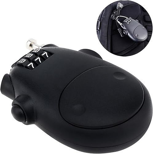 Miniatura 4 de Cerradura de cable de combinación, cerraduras de equipaje con cable de acero retráctil de 30 pulgadas, cerradura de viaje combinada con mini