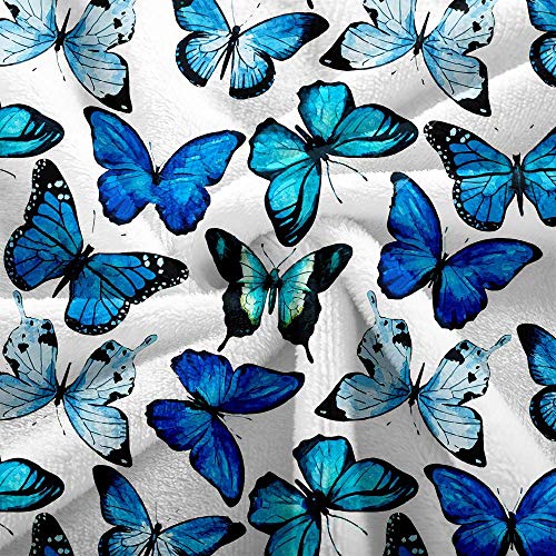 Butterfly Blanket Blue Butterfly Throw Blanket Flannel Fleece Blanket Chic Blue Super Soft Warm Plush Blanket For Bedroom Couch Sofa (Throw(50"X60"), Blue Butterfly) #TOP2