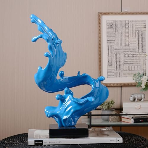 Miniatura 2 de HAUCOZE Modern Sculpture Decor Abstract Statue Figurine Sea Wave Arts Gifts Polyresin Crafts 16.0 inch